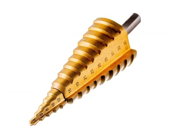 Сверло ступенчатое 2-х модульное Профессионал (4-35 мм; 14 ступеней; Р6М5; TIN) по сталям и цветным металлам ЗУБР 29673-4-35 