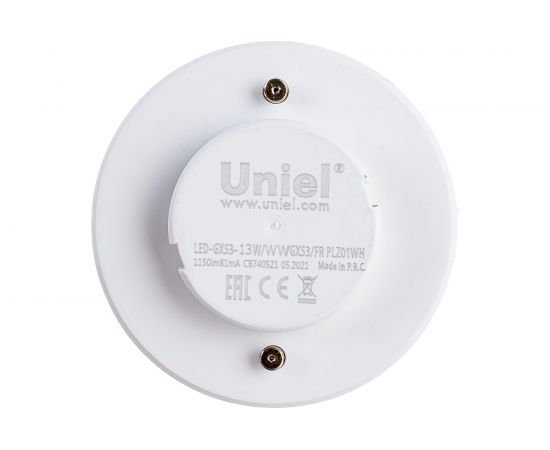 Светодиодная лампа Uniel LED-GX53-13W/WW/GX53/FR PLZ01WH , матовая. UL-00003724 – изображение 2