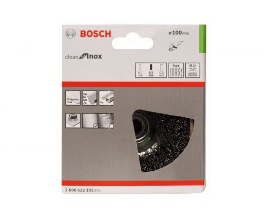 Щетка зачистная чашечная (100 мм, витая проволока 0.3 мм, М14) Bosch 2608622103 – изображение 2