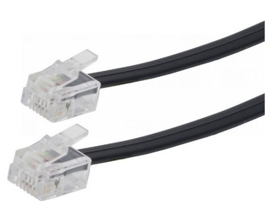 Кабель Cablexpert телефонный аппарат-розетка, 3 м, чёрный TC6P4C-3M-BK – изображение 2