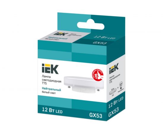 Лампа IEK LED T75, таблетка, 12Вт, 230В, 4000К GX53LLE-T80-12-230-40-GX53 – изображение 3