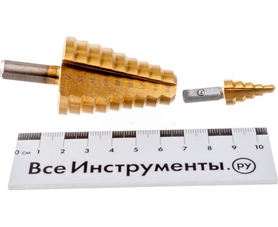 Сверло ступенчатое 2-х модульное Профессионал (4-35 мм; 14 ступеней; Р6М5; TIN) по сталям и цветным металлам ЗУБР 29673-4-35 – изображение 4