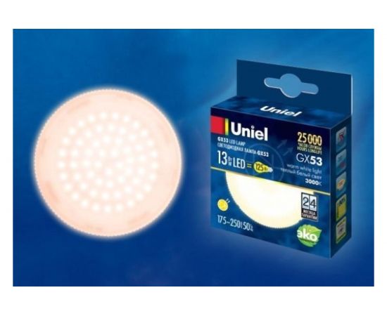 Светодиодная лампа Uniel LED-GX53-13W/WW/GX53/FR PLZ01WH , матовая. UL-00003724 – изображение 4