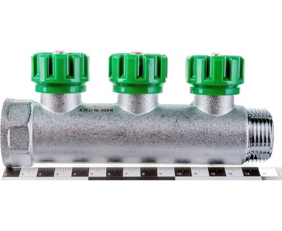 Регулирующий коллектор FAR 1"" ВР-НР с 3 отв. 3/4"" НР межосев. 45 мм, плск.упл. FK 3822 134TP – изображение 5