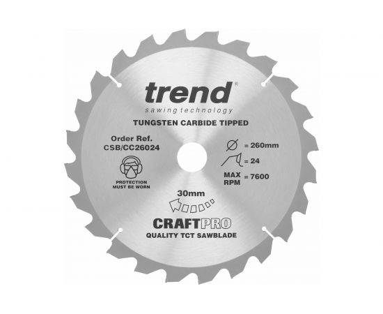 Пильный диск 260 мм 24 зуба TREND CSB/CC26024 