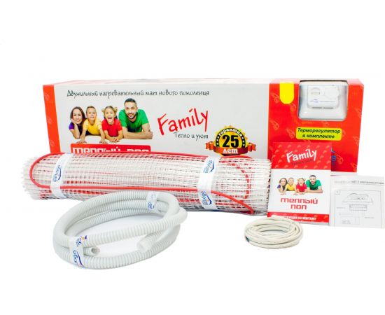 Тёплый пол Обогрев Люкс Family 375 Вт 2,5 м/кв с терморегулятором UT-00003191 
