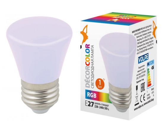 Декоративная светодиодная лампа Volpe LED-D45-1W/RGB/E27/FR/С BELL UL-00005805 