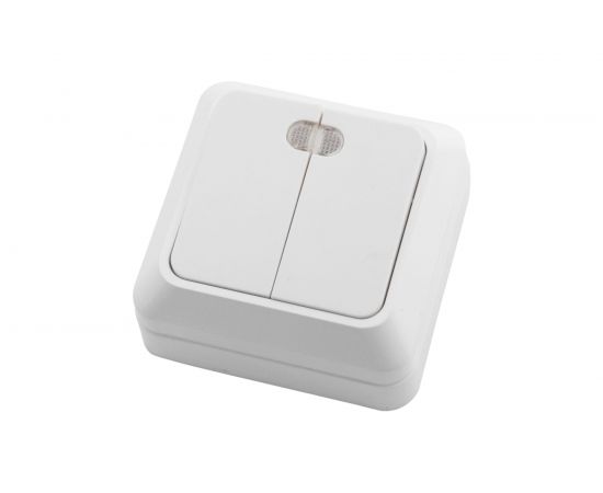 2-клавишный выключатель АБК-СИЛА с подсветкой 10А "АЛЬТАИР" белый 5400205 