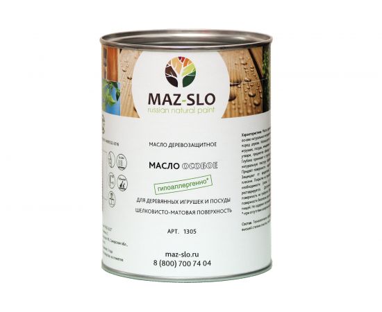 Масло для игрушек и посуды из дерева MAZ-SLO ""Особое"" цвет Тик, 1 л 8065407 