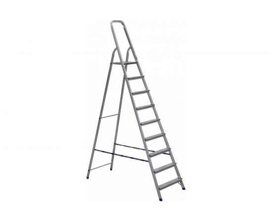 Алюминиевая девятиступенчатая стремянка с органайзером Алюмет Ам709АК 
