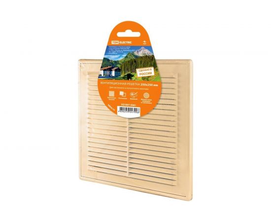 Решетка разъемная с москитной сеткой 250х250 мм ЭКО бежевая TDM SQ1807-0081 – изображение 2
