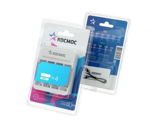 Зарядное устройство КОСМОС 1-4 AA/AAA питание от USB шнура KOC803USB – изображение 2