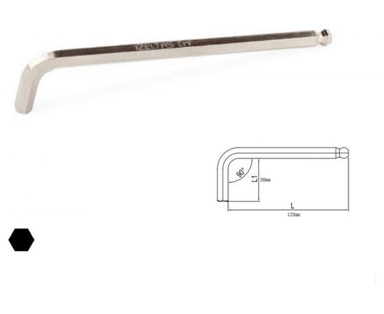 Г-образный удлиненный 6-гранный ключ с шаром 5мм IZELTAS 4906220050 – изображение 2