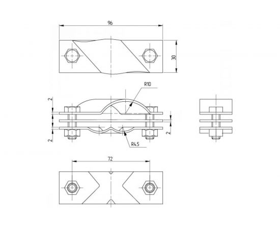 Зажим заземления EZETEK стержень - полоса/пруток диагональный, оцинковка 62815 – изображение 2
