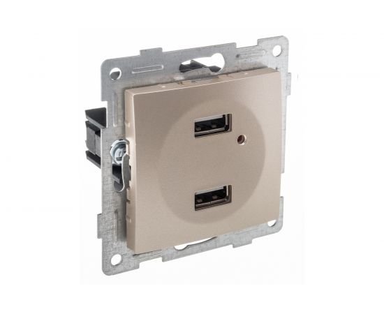 Механизм розетки GUSI ELECTRIC Bravo USB, двойной, СУ, шампань С10USB2-027 – изображение 2