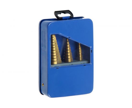 Набор сверл ступенчатых (3 шт; 4-12 мм; 4-20 мм; 4-32 мм; HSS TiN; трехгранный хвостовик) TUNDRA 4087173 – изображение 4