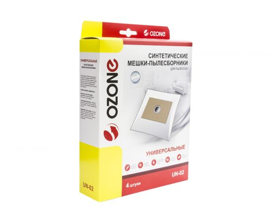 Мешки-пылесборники универсальные (4 шт; фланец 120х190 мм; отверстие 50 мм) OZONE UN-02 – изображение 4