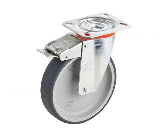 Колесо с вращающейся опорой, пластиной крепления и передним тормозом (100 мм; 100 кг) Tellure rota 716602 – изображение 6