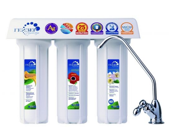 Проточный фильтр для воды под мойку Гейзер 3 ИВЖ люкс, кран 6 11019 