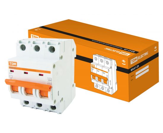 Автоматический выключатель ВА47-29 (3Р; 10 А; 4.5 кА; В) TDM SQ0206-0040 
