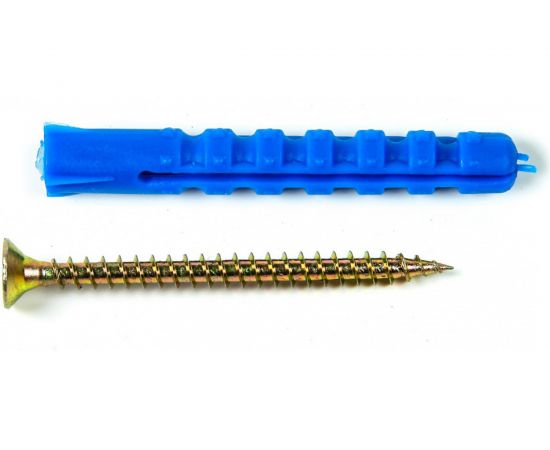 Набор для крепления ВИРТУОЗ дюбель 6x50 К, шуруп 4x60 потайная головка, желтый цинк, 100 шт. 550-00552 