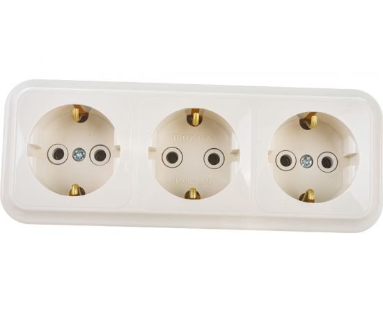 Розетка Bylectrica 3-местная ОУ с заз.конт., серия ПРАЛЕСКА, бежевый, РА16-265 бежевый 