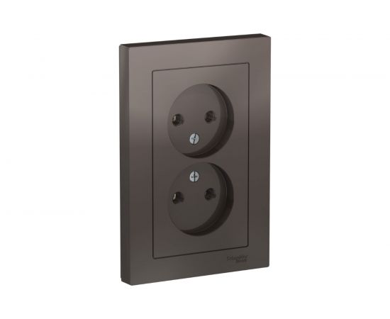 Розетка Schneider Electric 2-м ATLAS DESIGN без заземления, 16А, в сборе, мокко ATN000620 1240358 
