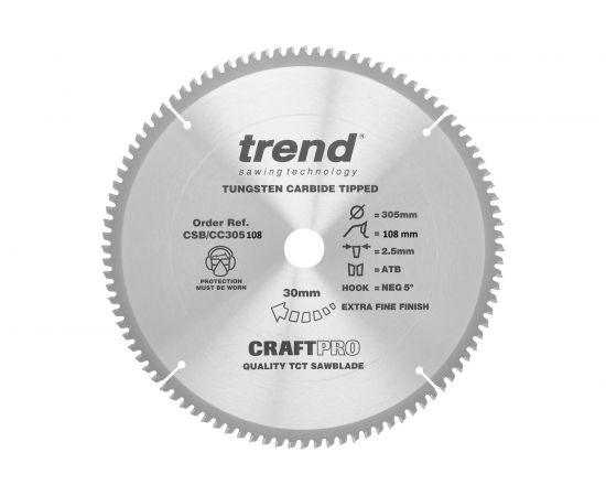 Пильный диск 305 мм 108 зубьев TREND CSB/CC305108 