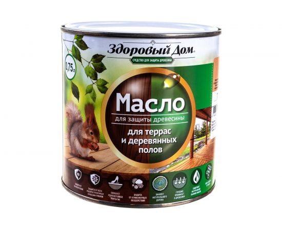 Масло для террас и деревянных полов Здоровый Дом тик 0,75 л Лк-00009566 