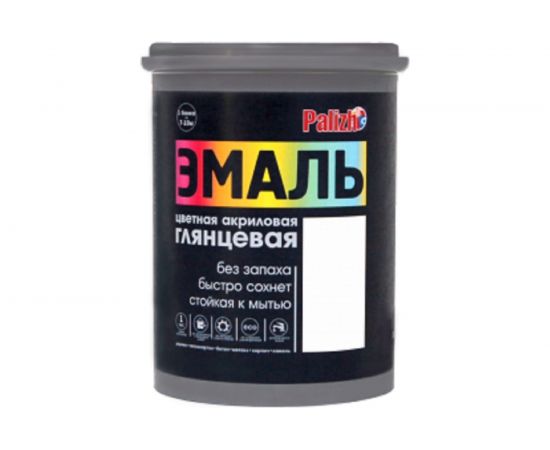 Акриловая эмаль PALIZH глянцевая 600 белая 1,1кг 1/6 11604443 