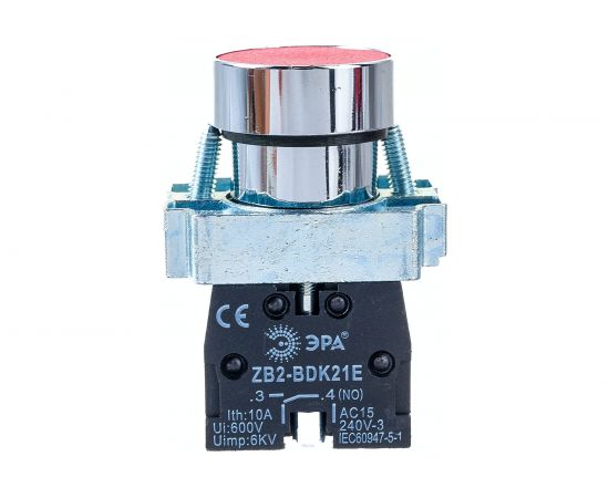 Кнопка управления ЭРА, LAY5BA41 без подсветки, красная 1з 20/200/8000 Б0045666 