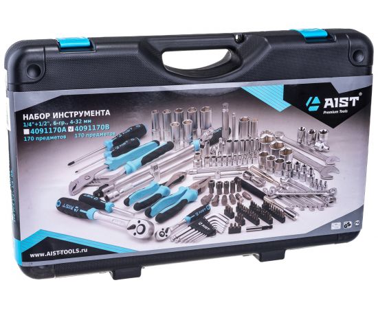 Набор инструмента 170 предметов AIST 4-32мм 1/4, 1/2 6 граней 4091170B 00-00023717 – изображение 2