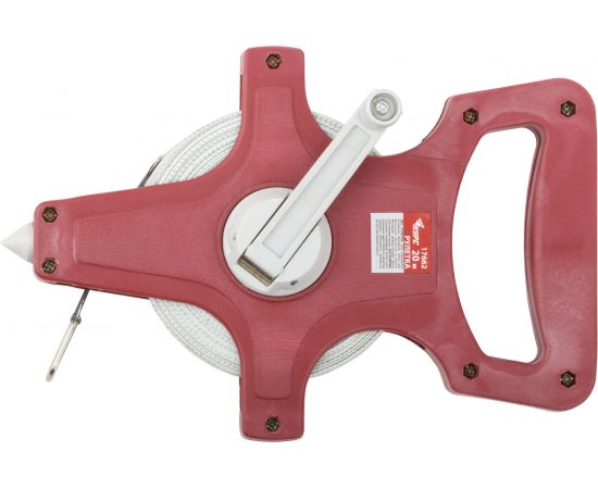 Землемерная рулетка (красный открытый корпус, фибергласовая лента 20 м) КУРС 17662 – изображение 2