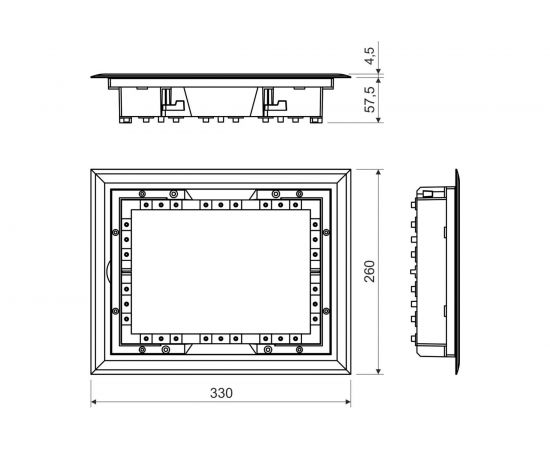 Напольный лючок KOPOS на 8-16 модулей 45х45 KOPOBOX 80_LB – изображение 2