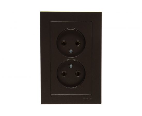 Розетка Schneider Electric 2-м ATLAS DESIGN без заземления, 16А, в сборе, мокко ATN000620 1240358 – изображение 2