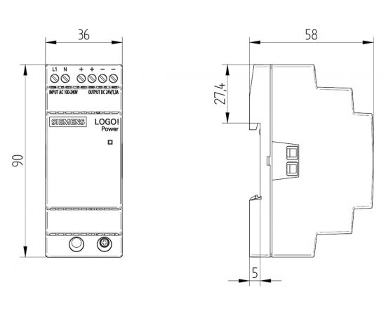 Блок питания Siemens LOGO!POWER 100-240В 24В 1.3A 6EP33316SB000AY0 – изображение 3