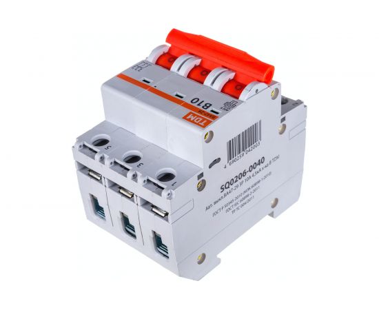 Автоматический выключатель ВА47-29 (3Р; 10 А; 4.5 кА; В) TDM SQ0206-0040 – изображение 3