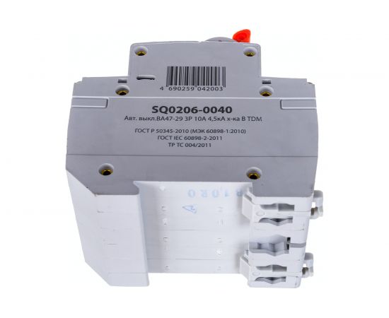 Автоматический выключатель ВА47-29 (3Р; 10 А; 4.5 кА; В) TDM SQ0206-0040 – изображение 5