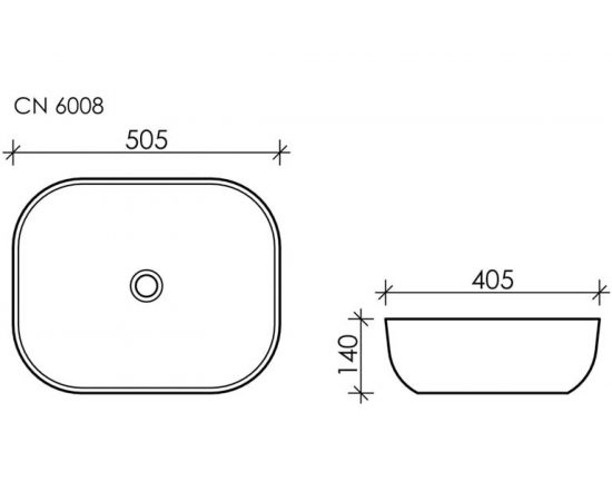 Умывальник чаша Ceramica Nova накладная, прямоугольная Element 505х405х140 мм CN6008 – изображение 6