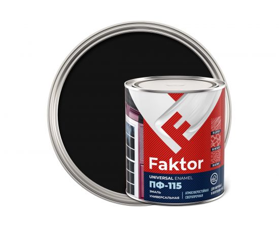 Эмаль ЯРОСЛАВСКИЕ КРАСКИ FAKTOR ПФ-115 (черная; банка 0.8 кг) 214729 
