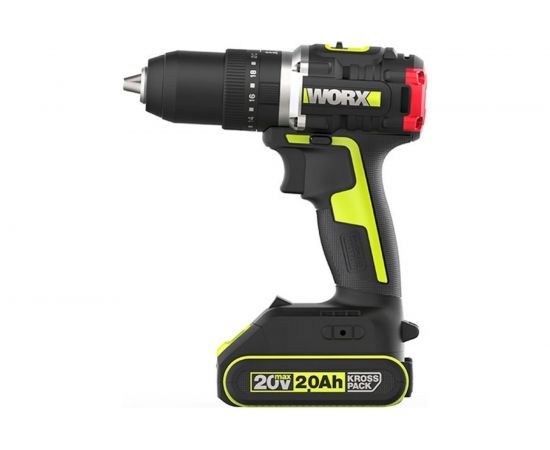 Аккумуляторная дрель-шуруповерт WORX Professional ударный, бесщеточный 20В, 60Нм, 2Ач х2, ЗУ 1.2 Ач, сумка WU369 