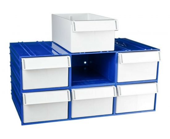 Пластиковый короб СТЕЛЛА-ТЕХНИК 140x250x100 мм, комплект 6 штук C-2-К6-синий-белый 