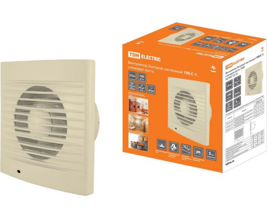 Бытовой настенный вентилятор TDM 100 С-1, слоновая кость SQ1807-0110 