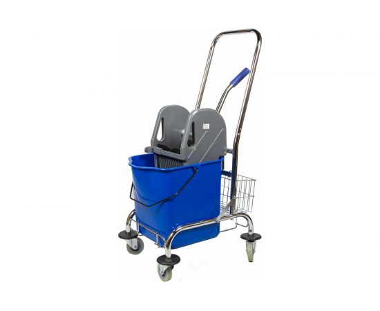 Одноведерная металлическая тележка NV AF08082 с отжимом, 23 л, с корзинкой под химию NV-11123 – изображение 2