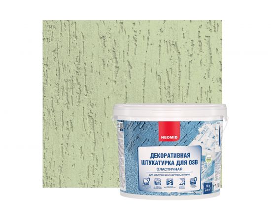 Штукатурка декоративная эластичная для плит OSB ""Шуба"" (16 кг; светло-зелёный) Neomid Н-Шуба-16/све 