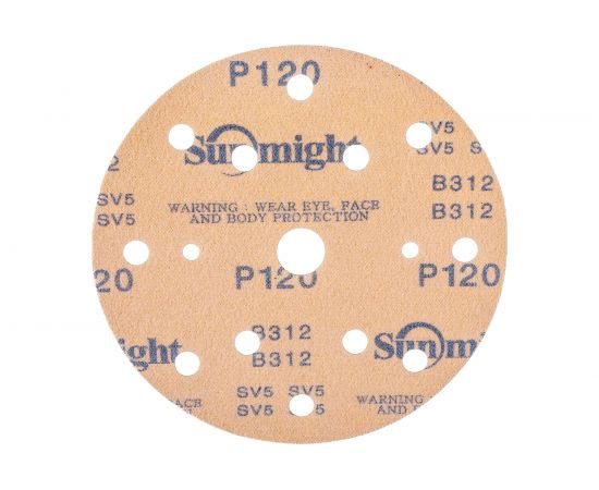 Круг шлифовальный на липучке GOLD B312T (100 шт; 150 мм; 15 отверстий; Р120) SUNMIGHT 44308 – изображение 2