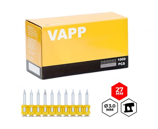 Усиленные гвозди для монтажного пистолета VAPP 27х3 мм VAPP.CN327 