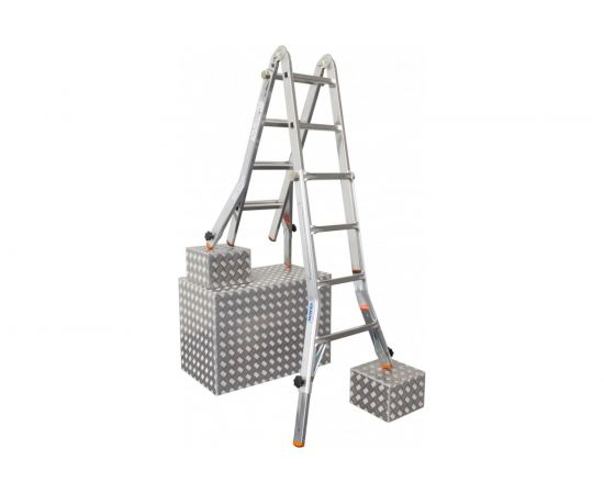 Шарнирная телескопическая стремянка Krause MONTO TELEVARIO 4х5 перекладины 129987 