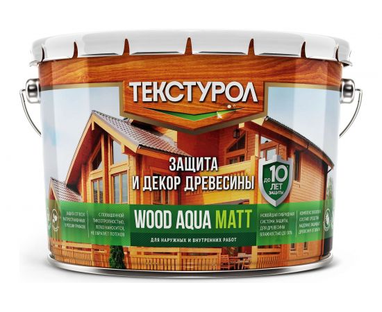 Деревозащитное средств�� на водной основе Текстурол WOOD AQUA MATT тик 10л Лк-00008238 