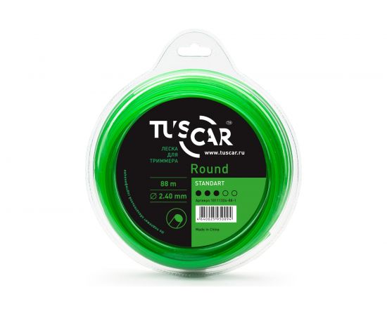 Леска для триммера Round, Standart, 2.4 мм, 88 м TUSCAR 10111324-88-1 